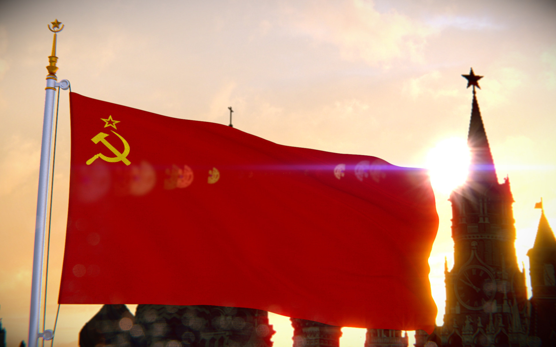 флаг СССР на фоне кремля